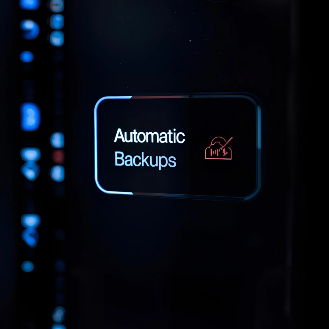 Écran affichant 'Sauvegardes Automatiques' néon