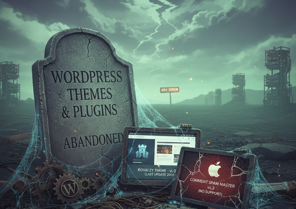 Pierre tombale symbolisant thèmes et plugins WordPress abandonnés