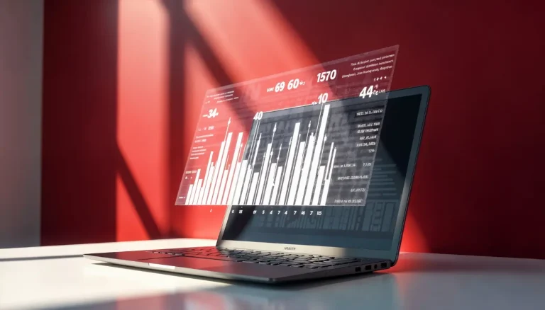 Ordinateur portable affichant des données d'analyse