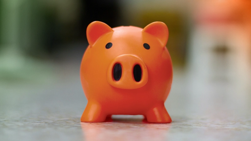 Orange piggy bank shaped like a pig