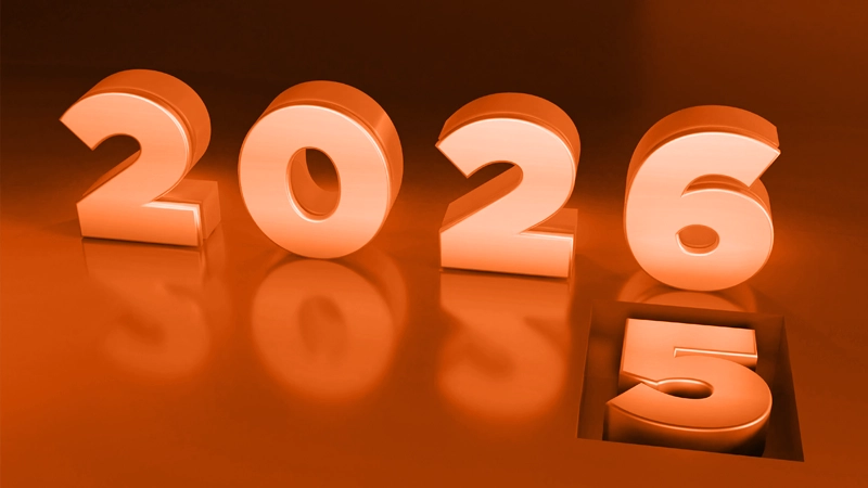 Graphique 3D de l'année 2025 évoluant vers 2026