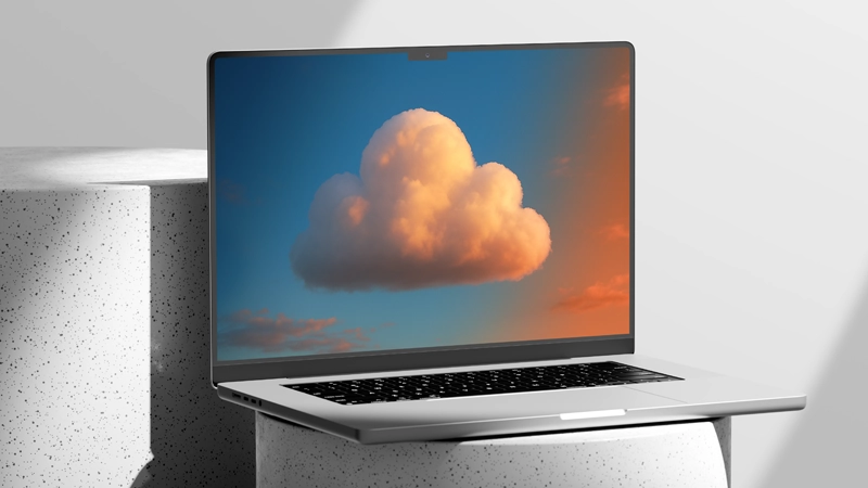 Ordinateur portable affichant un nuage sur écran